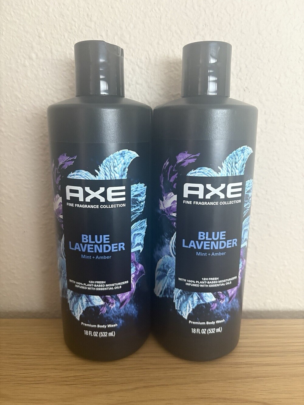 Lot of 2 AXE Blue Lavender Body Wash Mint Amber 18 oz New
